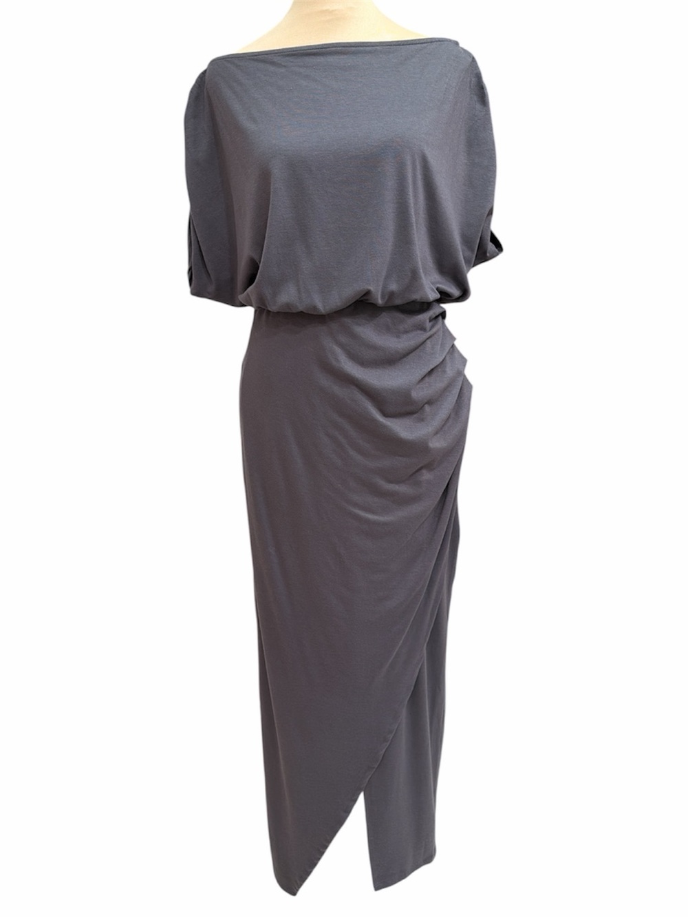 Cowl Neck Ruched sleeve maxi dress